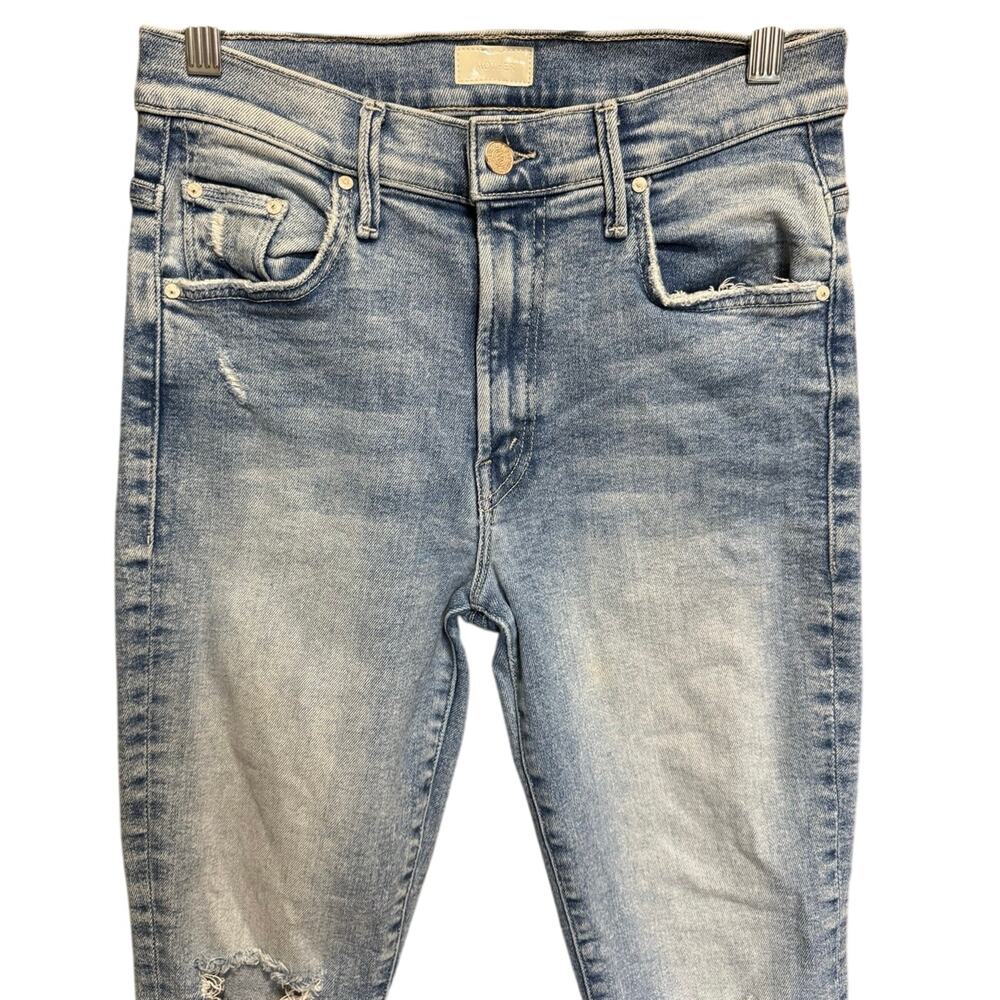 Mother The Insider Crop Step Fray Distressed Jeans In Love In A Boat Size 28 - Picture 4 of 14